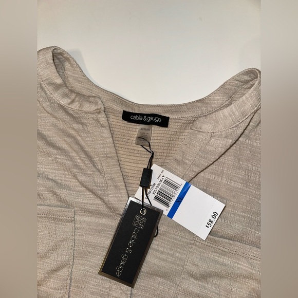 Cable & Gauge Women’s XL Top NWT $58 Tan Short Sleeve High Low Hem Stretch - Picture 2 of 6